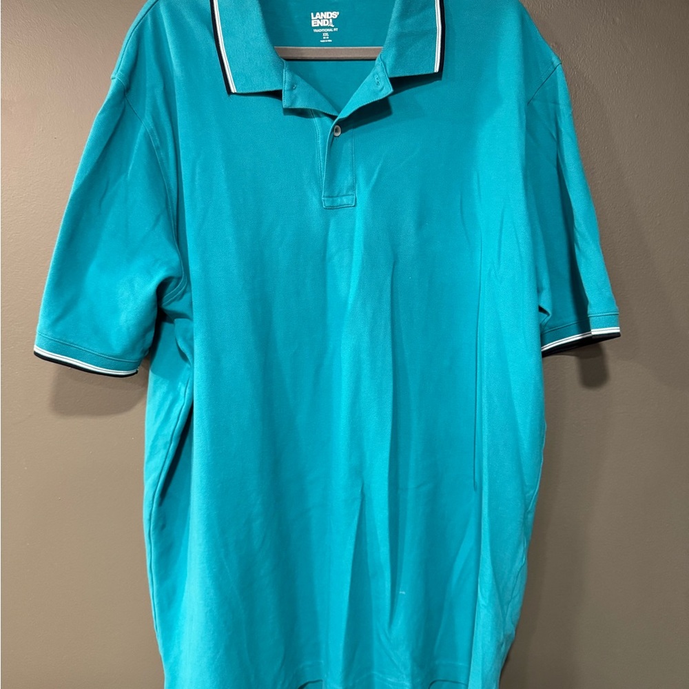 Lands' End Men's Aqua Polo Shirt (NWOT)